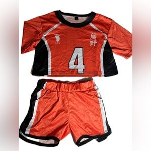 Sportswear Big Kids Girls Pullover Orange Jersey & Shorts 2 Piece Set Size Small